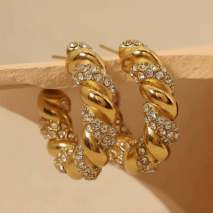 Hoops Earrings Twisted Crystal Hoop Earrings