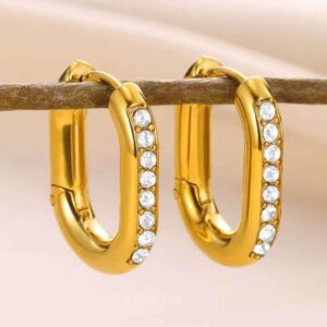 Hoops Earrings Gold crystal huggie hoop earrings for women with sparkling stones