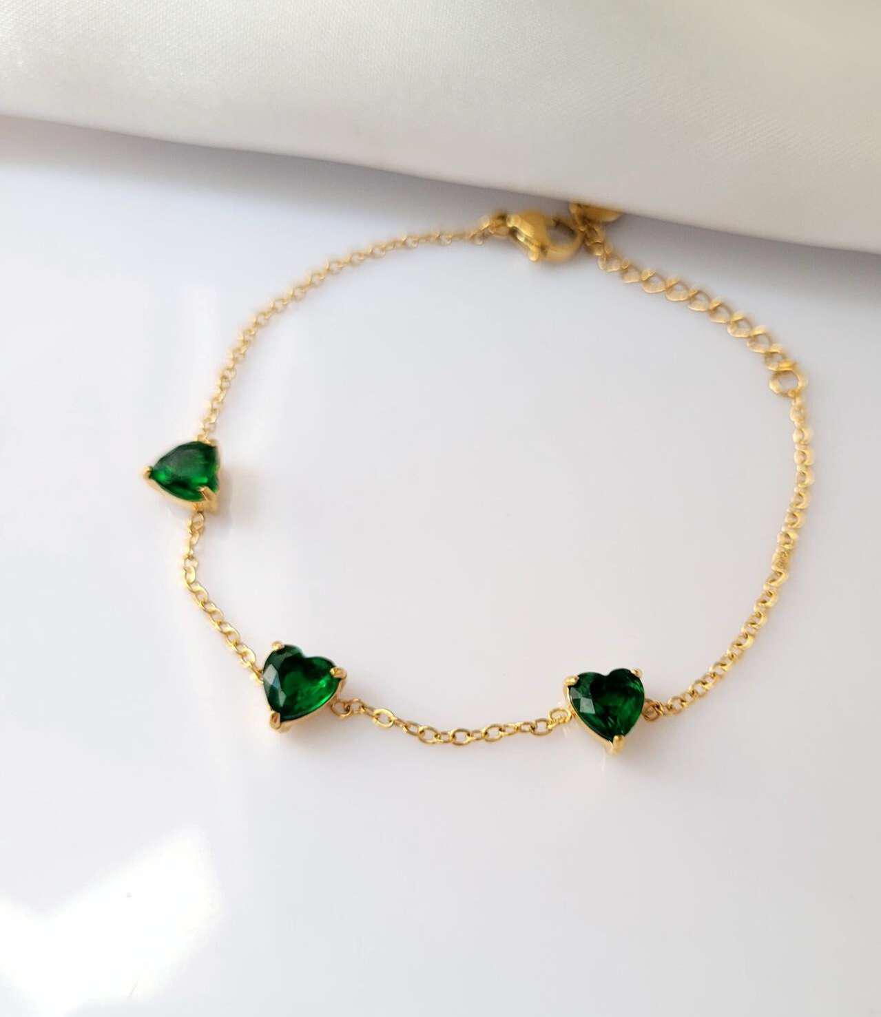 Emerald Heart Bracelet – Bougee Jewels emerald heart bracelet