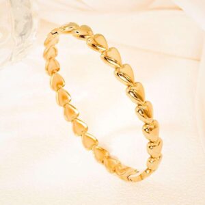 Golden heart link daily wear bangle in gold finish by Bougee Jewels