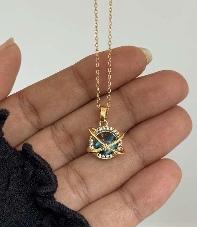 Planet Orbit Necklace on Hand | Bougee Jewels Planet orbit necklace for women floral jewellery
