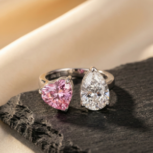 Heart crystal adjustable ring for women occasion wear