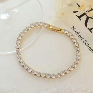 Crystal tennis bracelet with full stone setting by Bougee Jewels