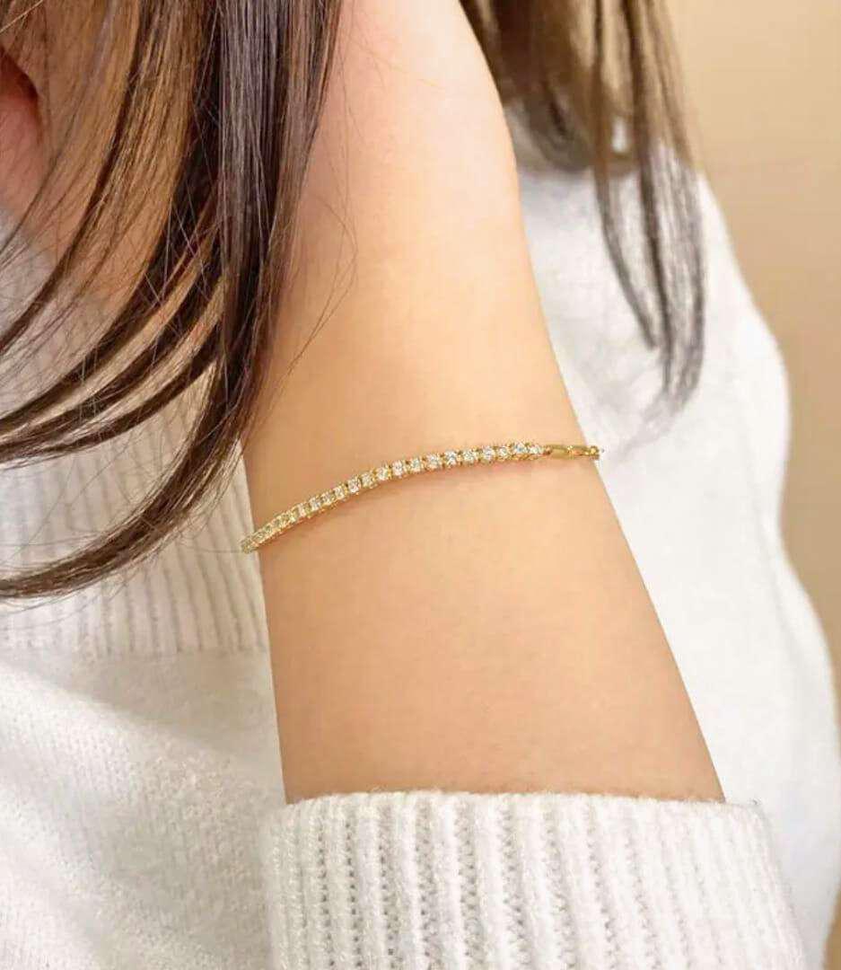 Slim Crystal Bracelet – Bougee Jewels Slim crystal bracelet with golden finish by Bougee Jewels