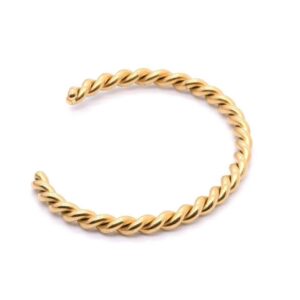 Twist rope cuff bangle in gold finish by Bougee Jewels